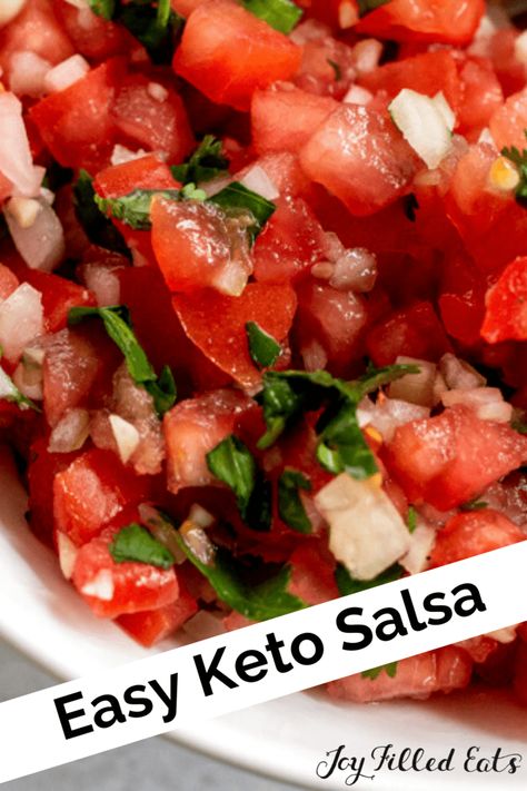 Learn how to make the best Keto Salsa with just 5 ingredients! It’s super easy and is great for all your summer barbecues and gatherings. This homemade salsa tastes better and is much healthier than regular store-bought. Plus, it’s low carb, gluten-free, and grain-free too. Keto Salsa Recipe, Keto Salsa, Thm Fp, Low Carb Crackers, Easy Salsa, Trim Healthy Mama Recipes, Joy Filled Eats, Fresh Tomato Salsa, Keto Cheese