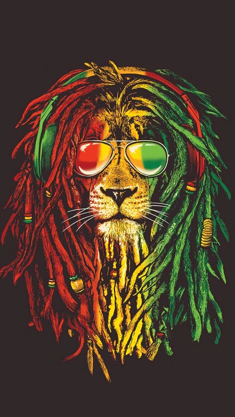 Rasta Tattoo, Rastafari Art, Rasta Art, Reggae Art, Bob Marley Pictures, Bob Marley Art, Rasta Lion, Dark Background Wallpaper, Lion Wallpaper