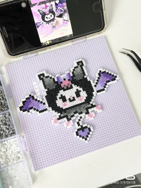 Kuromi Perler Beads Pattern, Kuromi Hama Beads, Hama Art, Kawaii Kuromi, Diy Kandi, Birthday Party Packs, Pearl Beads Pattern, 3d Perler Bead, Hama Beads Design