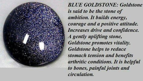 Blue goldstone Spiritual Crystals, Gemstone Meanings, Crystal Therapy, Crystal Healing Stones, Blue Goldstone, Crystal Magic, Crystal Meanings, Minerals And Gemstones, Chakra Crystals