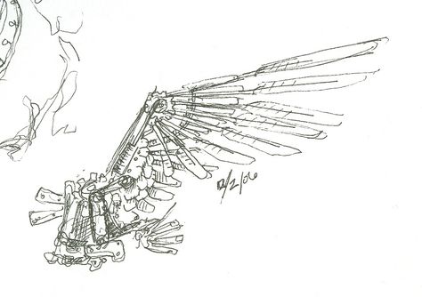 Steampunk Wings Tattoo, Drawing Steampunk, Mechanical Wings, Steampunk Angel, Angel Drawings, Wing Structure, Prosthetic Limbs, Punk Drawing, Steampunk Wings