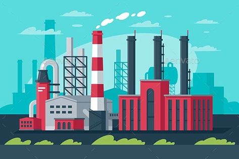 Industrial Zone in Modern Manufacturing #Zone, #Industrial, #Manufacturing, #Modern Industrial Background, Infographic Inspiration, School Murals, City Landscape, Landscape Illustration, Modern City, Flat Illustration, Company Profile, City Art