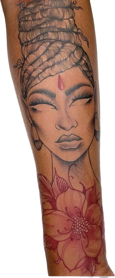 Afro Goddess Tattoo, Egyptian Black Women, Loc Tattoos For Women, Oshun Tattoo Ideas, Woman’s Face Tattoo, Oshun Goddess Tattoo, Ankh Tattoo Women, African Goddess Tattoo, Oshun Tattoo