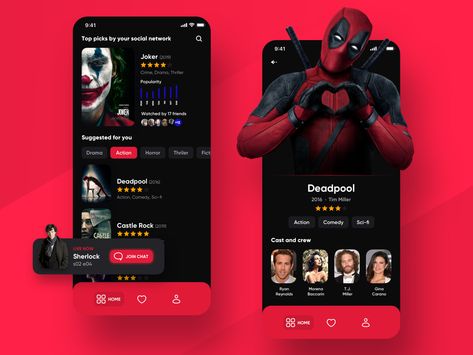 CineMe 🎬 mobile app for movies and tv shows by ✨ Kamil Janus ✨ for EL Passion on Dribbble Film App, Series Netflix, Best Ui Design, Movie Logo, Movie App, Digital Creator, Tv App, App Ui Design, User Interface Design