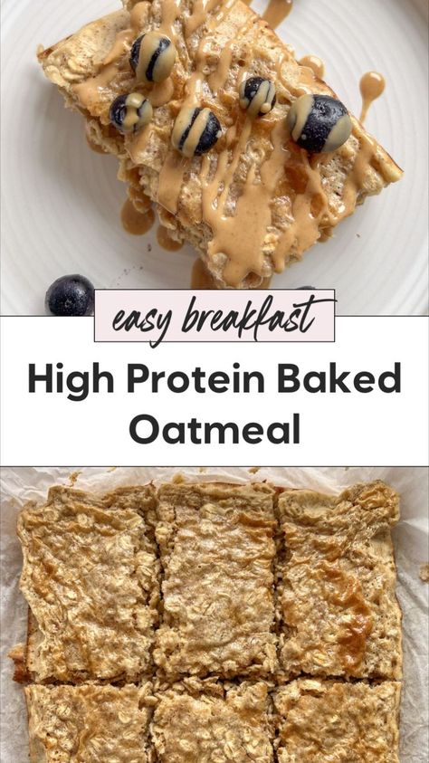 Enjoy high protein baked oatmeal bars made with vanilla protein powder for a delicious breakfast. This cottage cheese baked oatmeal is packed with oats and makes the best protein baked oatmeal. Try this baked oatmeal with cottage cheese for a good and nutritious start to your day. High Protein Baked Oatmeal, Cottage Cheese Baked, Protein Baked Oatmeal, Protein Baked Oats, Baked Oatmeal Bars, High Fiber Breakfast, No Bake Oatmeal Bars, Oatmeal Breakfast Bars, Breakfast Oatmeal Recipes