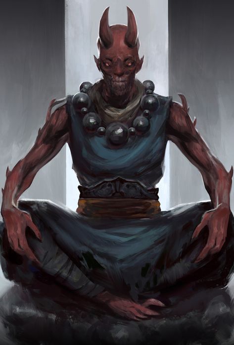 ArtStation - Character Practise, Yuan Cui Yokai Monster Art, Devil Character Art, Oni Character Art, Devil Character Design, Heroic Fantasy, Dungeons And Dragons Characters, Dnd Art, Fantasy Monster, Creature Concept Art