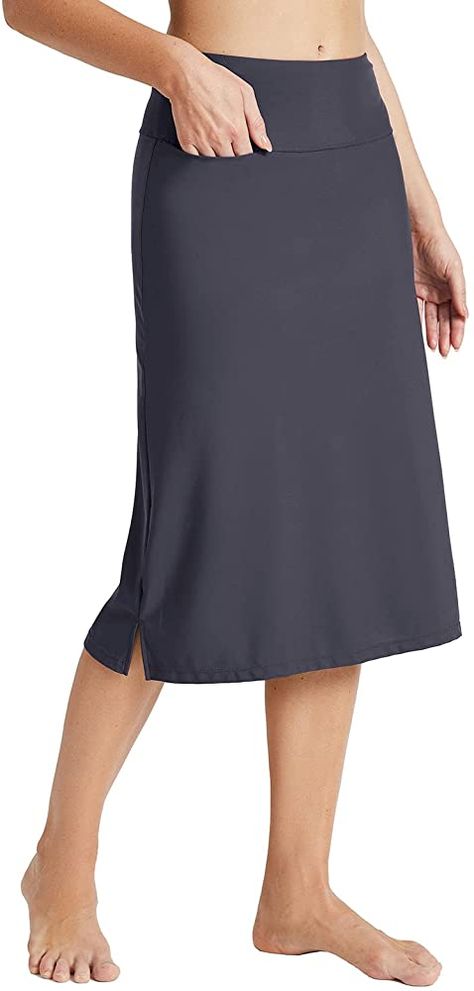 Amazon.com: BALEAF Women's Long Swim Skirt Bottoms High Waisted Tummy Control Tankini Bathing Suit Skirts with Pockets Black XS : Clothing, Shoes & Jewelry Long Swim Skirt, Modest Workout Clothes, High Waisted Swim Skirt, Swim Dress Modest, Suit Skirts, Bathing Suit Skirt, Swim Skirts, Skirted Tankini, Modest Swim