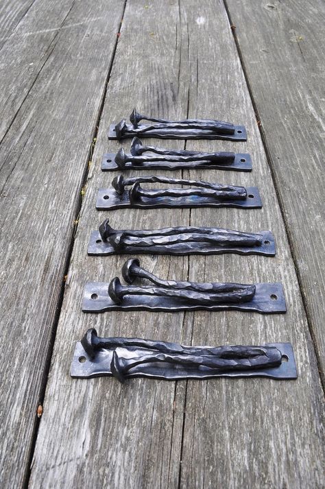 Mushroom Door Pull Wrought Iron Blacksmith Creation Rustic - Etsy Iron Cabinet Hardware, Rustic Cabinet Doors, Forge Projects, Forge Ideas, Blacksmithing Ideas, Rustic Cabinet, Coffee Mug Display, Iron Cabinet, Sell Ideas