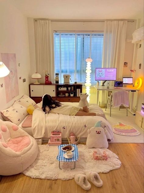 Korea Living Room, Korea Room, Fall Bedroom Aesthetic, Fall Room Aesthetic, Room Decor Fall, Room Ideas For Small Rooms, Small Room Makeover, Fall Bedroom Ideas, One Room Apartment