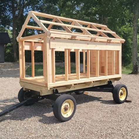 Mobile Chicken Coop Diy, Row Gardening, Hay Wagon, Mobile Chicken Coop, Automatic Chicken Coop Door, Old Wagons, Hardware Cloth, Building A Chicken Coop, Mini Farm