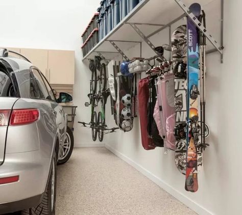 Garage Bike Storage Ideas, Small Garage Organization, Bike Storage Ideas, Garage Bike Storage, Garage Clutter, Smart Garage, Garage Wall Storage, Gear Room, Garage Storage Ideas