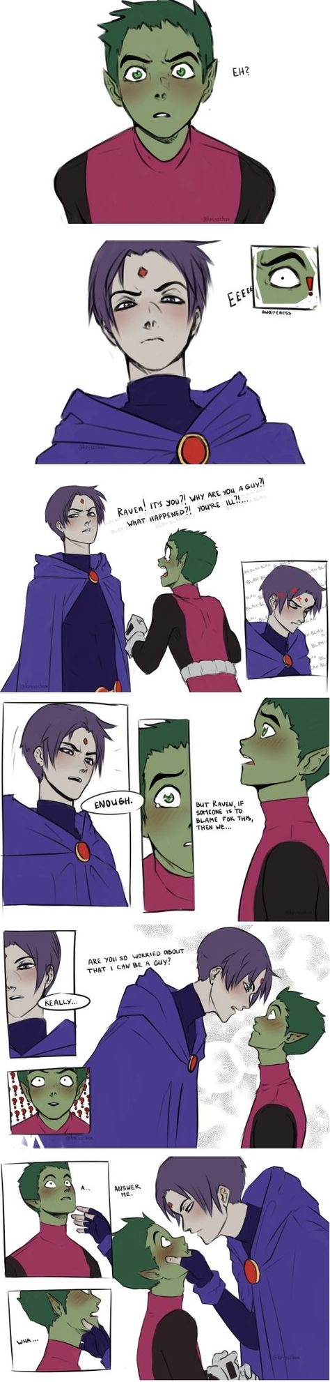 Genderbent Raven X Beastboy, Raven X Beastboy Genderbend, Bb X Raven Fanart, Male Raven X Beastboy Fanart, Beastboy X Robin, Raven Beast Boy Ship, Raven Beastboy Fanart, Male Raven Fanart, Gay Drawing Cute Boy Art