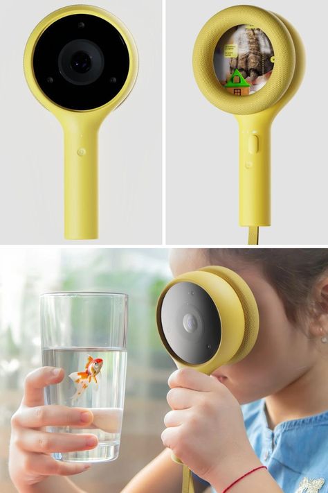 Looking like a Toy Magnifying Glass, Mono is a Mixed Reality Device Bringing Nature to Kids' Fingertips. Learn More! Interactive Product Design, Future Phone Concept, Fun Technology, Magnifying Glass Photography, Handheld Device Design, Futuristic Camera Concept, Gadget Design, Kids Gadgets, Glass Toys