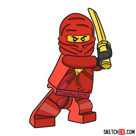 How to draw Kai NinjaGo Ninjago Ninjas, Lego Drawing, Lego Ninjago Minifigures, Ninjago Anime, Kai Ninjago, Kpop Nails, Lego Themed Party, Different Drawing Styles, Ninjago Party