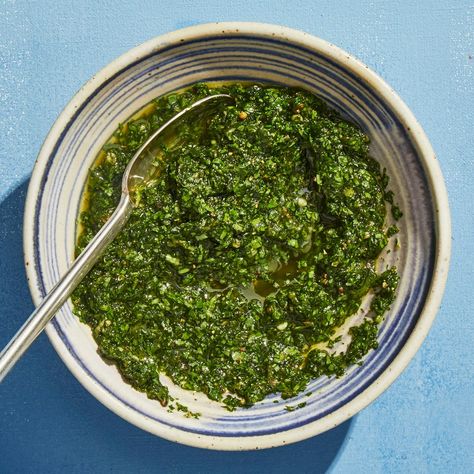 Feel free to use whatever fresh chile you can find, but remember that this sauce from Yemen, known as zhug, is supposed to pack some heat. Zhug Recipe, Fermented Hot Sauce Recipe, Green Hot Sauce, Cilantro Pesto, Hot Sauce Recipes, Hot Green, Green Sauce, Mediterranean Dishes, Pesto Recipe