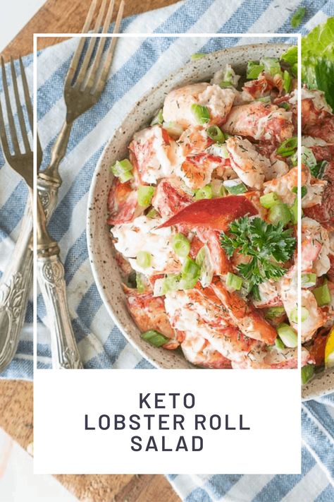 All the New England flavors of a delicious lobster roll, made into a Keto Lobster Roll Salad. Eat it straight out of the bowl or fill lettuce boats, no matter which way you choose, you'll be obsessed with this delicious lobster recipe! Keto Lobster, Low Carb Lobster Roll, Lobster Roll Salad, Healthy Lobster Roll, Low Calorie Lobster Recipes, Keto Lobster Recipes, Lobster Salad Recipes, Lobster Roll Recipes, South Beach Diet Recipes