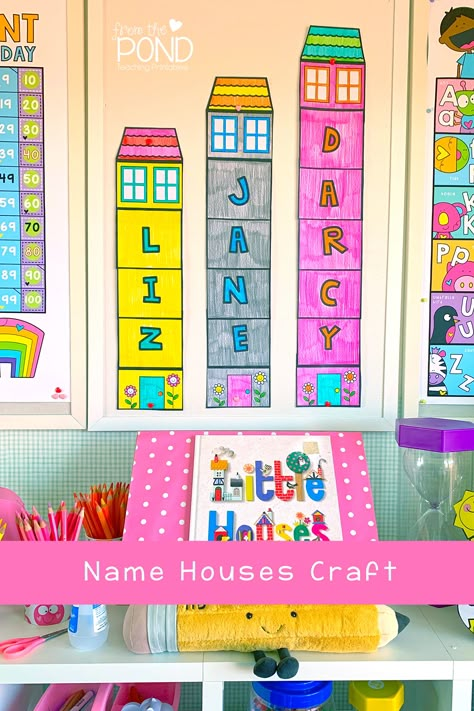 Students make a house that displays thei rname with this new printable in our Name Crafts collection. Team it with a book about houses or homes for a rich literacy and creative experience. Available in our store, see our growing range of name crafts on the wbsite page. Around The House Preschool Activities, Preschool Buildings Theme, My Neighborhood Crafts Preschool, Building Unit For Preschoolers, Books About Buildings For Preschool, Building A House Preschool Activities, Buildings Prek Activities, Preschool Neighborhood Theme Activities, Build A House Preschool Activity