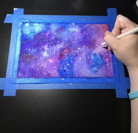 How to Paint a Watercolor Galaxy: 13 Steps (with Pictures) Galaxy Art Project, How To Paint A Galaxy Step By Step, Outer Space Art For Kids, Constellation Art For Kids, Galaxy Art For Kids, Water Art For Kids, Galaxy Painting For Kids, Galaxy Crafts For Kids, Galaxy Painting Easy