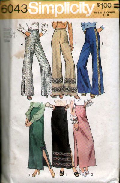 Pants Patterns, 70s Sewing Patterns, 70s Pants, 1970s Sewing Patterns, Patron Vintage, Embroidered Ribbon, Making Stuff, Skirt Patterns Sewing, Sewing Skirts