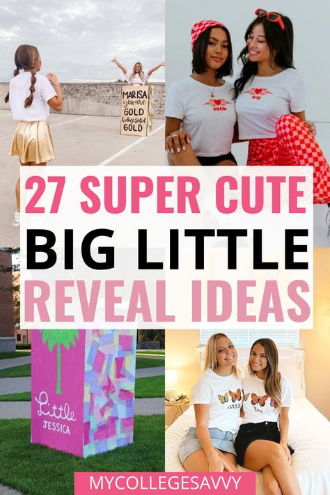 27 super cute big little reveal ideas Big Little Reveal Ideas, Big Little Reveal Themes, Big Sister Reveal, Big Little Reveal Shirts, Sorority Family, Sorority Themes, Smiley Face Shirt, Big Little Shirts, Big Lil