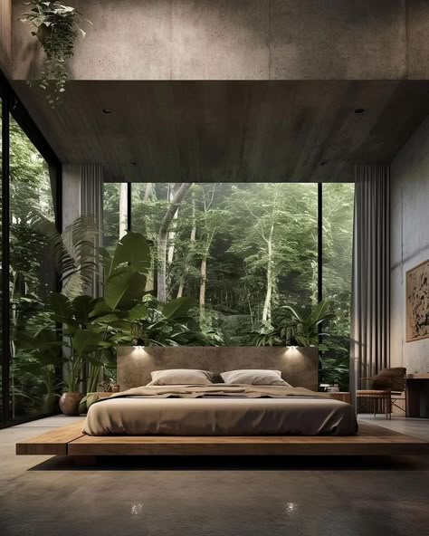 MINIMAL ARCHITECTURE MAGAZINE | Concrete House! Would you live here? ✏️Design: @miladeshtiyaghi ✅ Subscribe for plans and prices We post daily minimal… | Instagram Zen, Trees, Forest, Bedroom, Bed, Design, Nature