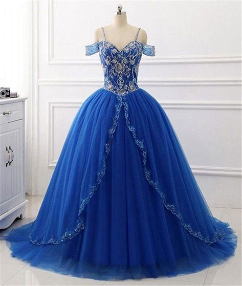 Royal Blue Quinceanera Dresses, Blue Quinceanera Dresses, Royal Blue Quinceanera, Sweetheart Evening Dress, Sweep Train Prom Dress, Quinceanera Dresses Blue, Dresses Tulle, Royal Blue Prom Dresses, V Neck Prom Dresses