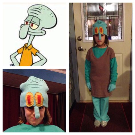 Squidward costume, DIY Diy Squidward Costume, Squidward Costume Diy, Diy Spongebob Characters Costume, Squidward Halloween Costume, Spongebob Party Outfit, Squidward Costume, Spongebob Diy, Spongebob Costumes, Spongebob Outfit