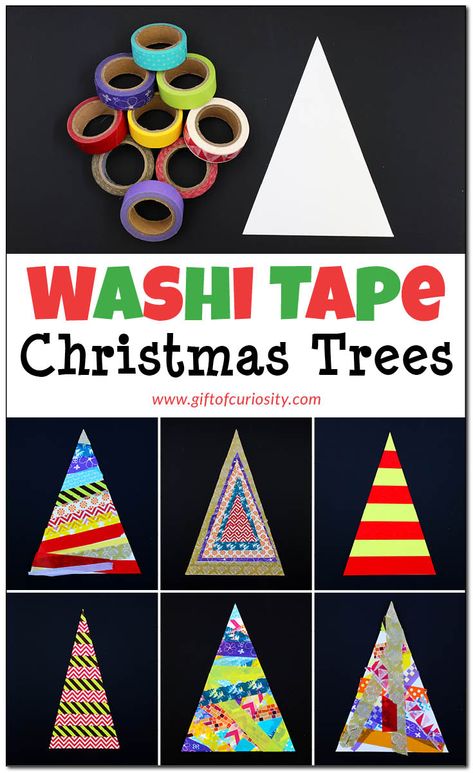 Washi Tape Christmas Trees - Gift of Curiosity Washi Tape Crafts For Kids, Christmas Activities For Seniors, Christmas Trees Crafts, Preschool Seasons, Ccd Activities, Washi Tape Christmas, Christmas Science Activities, Sophia Grace, Kid Christmas