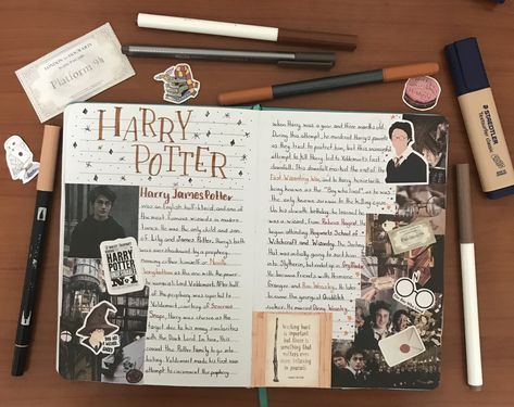 Harry Potter Pages Books, Harry Potter Reading Journal, Harry Potter Book Journal, Harry Potter Journal Ideas Aesthetic, Harry Potter Journal Pages, Harry Potter Journal Ideas, Harry Potter Scrapbook Ideas, Hogwarts Journal, Harry J Potter