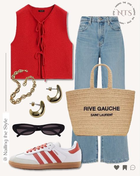 A pop of red and some classic vibes 🌟Loving the blend of comfort and style with this laid-back look for summer. What do you think of this look? Let me know in the comments! 👇💬 ✨Links in stories and August highlights✨ . . . . . #NailingTheStyle #summerlook #outfitoftheday #outfitinspiration #discoverunder1000 #outfitinspo #fashionblogger #virtualstylist #outfitideas #stylingtips #wardrobestaples #effortlesschic #FashionInspo #CasualChic #jeans #sambasneakers #adidassamba #saintlauren OO... Pop Of Red Outfit, Old Money Fits, Outfits Juveniles, Work Aesthetic, Pop Of Red, Outfit Styling, 2024 Outfits, Big Boss, Fall Fits