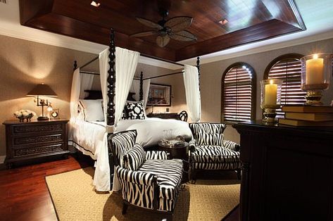 African Bedroom, African Safari Decor, African Room, Zebra Bedroom, Safari Bedroom, Safari Room, African Interior, Tropical Bedrooms, Revere Pewter