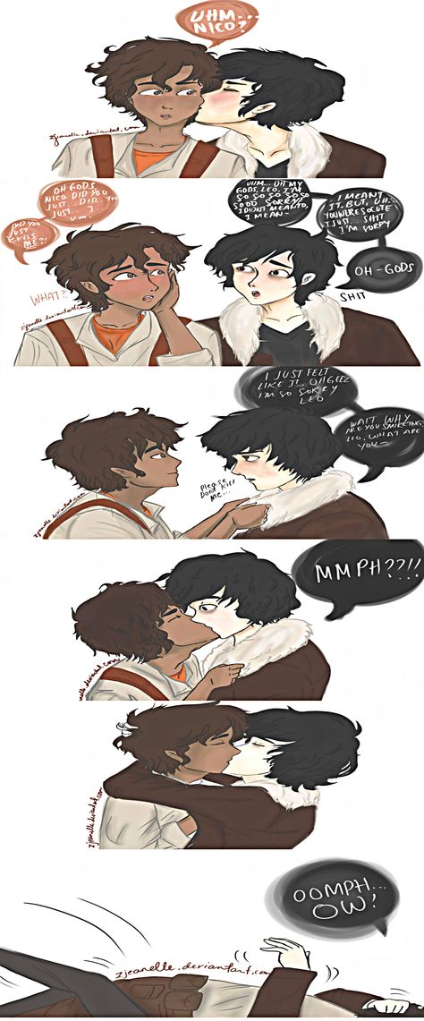 Leo Valdez/Nico di Angelo I don't ship leco (yes that is wat I call it cuz I don't know the real name, unless that is the name or wateves) but this is hilarious Leo X Nico, Leo And Nico, Percabeth Fanart, Leo And Calypso, Percy And Nico, Well That Escalated Quickly, Percy Jackson Ships, Escalated Quickly, Percy Jackson Fan Art