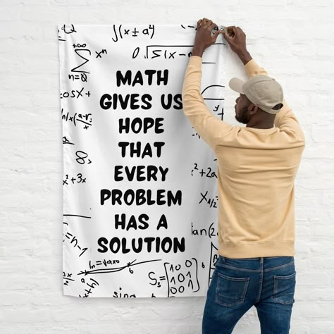 Math Every Problem Has a Solution Wall Flag Gift for Math - Etsy Wall Hanging For School, Math Teacher Quotes, Every Problem Has A Solution, Math Professor, High School Math Classroom, Math Night, Math Classroom Decorations, Classroom Decor High School, Math Coach