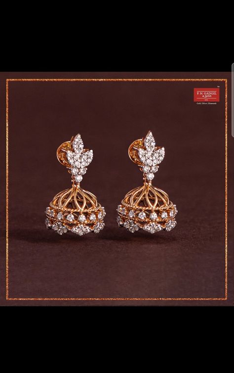 White Stone Jhumkas Gold, White Stone Buttalu Gold, Cz Earrings Indian Gold, Stone Buttalu Earrings Gold, Small Diamond Jhumkas, Small Jumkas For Daily Use, White Stone Earrings Indian Gold, Diamond Jimikki, 2 Gm Gold Earrings