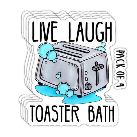 PRICES MAY VARY. HIGH-PERFORMANCE STICKER: Live Laugh Toaster Bath Sticker is made to withstand the harshest conditions outdoors. Safe and Non-toxic, Waterproof Snow protection and Anti-sun, Glossy and Bright, thick and Durable. Indoors and Outdoors use. Also can be pasted repeatedly and there won't be any residues. EASY TO INSTALL: Clean the surface with mild detergent and let it dry. Peel away the paper backing. Align the decal carefully and press onto surface. Use credit card to smoothly tran Blue Toaster, Waterproof Notebook, Aesthetic Items, Adult Stickers, Decal For Car, Svg Ideas, Acrylic Board, Vinyl Car Stickers, Notebook Stickers