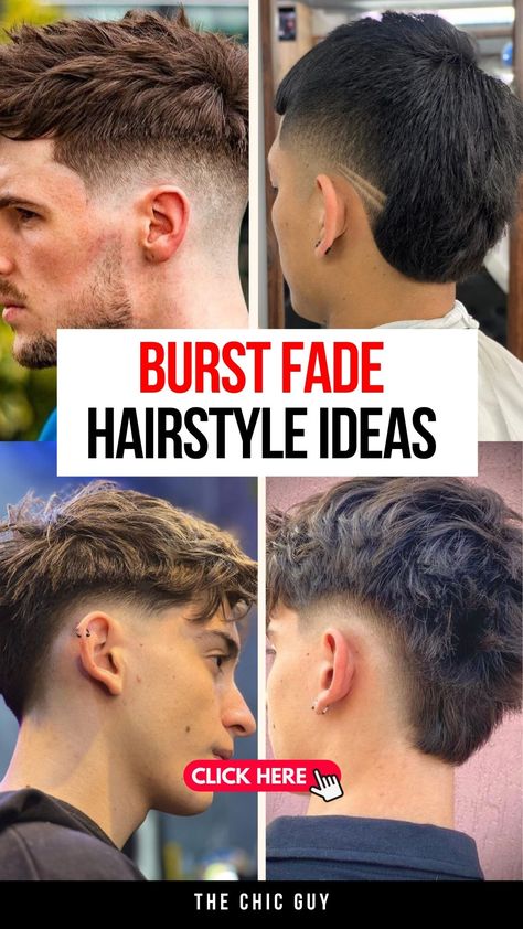 20 Trending Burst Fade Haircuts to Upgrade Your Style Modern Fade Men Hair, Men Burst Fade Haircut, Mens Mid Fade Haircut Medium, Textured Drop Fade, Long Hair With Taper Fade, Wings Haircut Men, Low Fade Textured Top, Faded Haircut For Men Curly Hair, Fade Cuts For Boys