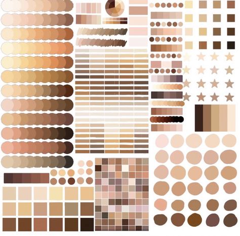 Hair Color Pallete Digital, Latina Color Palette, Color Pallets For Ocs, Distressed Reference, Hair Color Pallet, Skin Pallet, Ibis Paint Color Palette, Procreate Colour Palette, Procreate Color Palettes