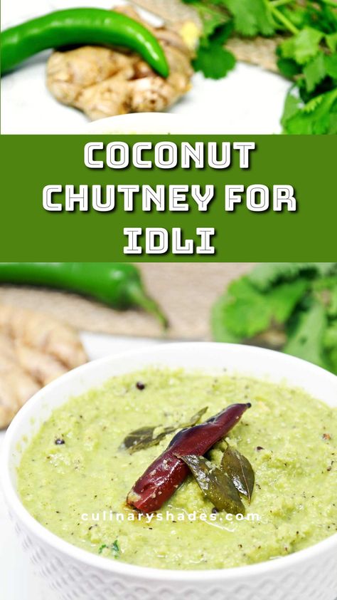 Coconut Chutney Recipe - Culinary Shades Green Coconut Chutney Recipe, Coconut Chutney Recipe, Vegetarian Gluten Free Recipes, Dosa Chutney, South Indian Breakfast, Green Coconut, Gluten Free Vegetarian Recipes, Idli Dosa, South Indian Recipes