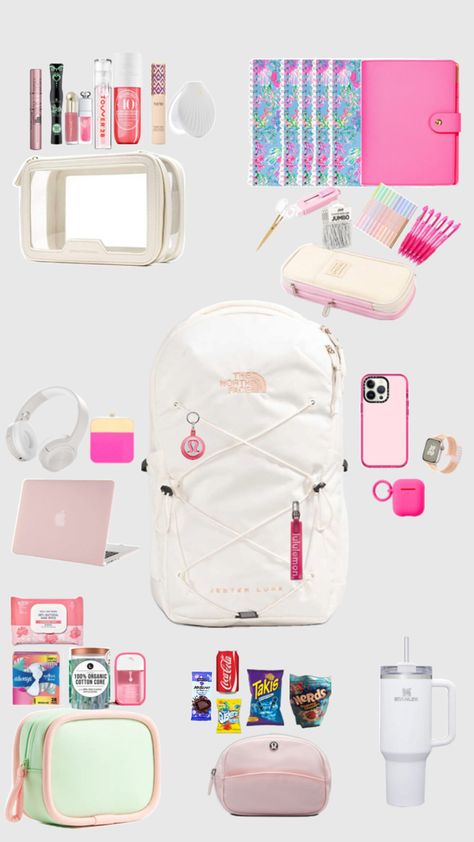 School Supplies 5th Grade, Cute Backpacks For School, School Backpack Essentials, Preppy School Supplies, Everyday Bag Essentials, Preppy Backpack, College Student Hacks, School Bag Essentials, Backpack Essentials