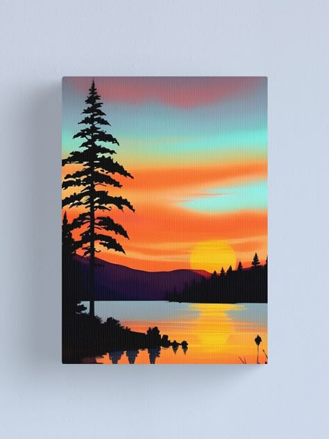 "Find the Perfect Minimalist Brush Line Art Print for Your Home Decor Needs" Canvas Print for Sale by supeart | Redbubble Mountain Painting On Canvas, Autumn Paintings On Canvas Easy, 6x6 Canvas Painting Ideas, Simple Landscape Paintings, Easy Nature Paintings, Easy Landscape Paintings, Small Canvas Paintings, Line Art Print, Canvas Painting Designs