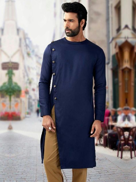 royal dark blue designer qurtaTo order this whatsapp us on  91-9511613559. Boys Kurta Design, Kurta Pajama Men, Indian Groom Wear, Wedding Dresses Men Indian, Gents Kurta Design, Gents Kurta, Designer Kurta, Kurta Men, Long Kurta