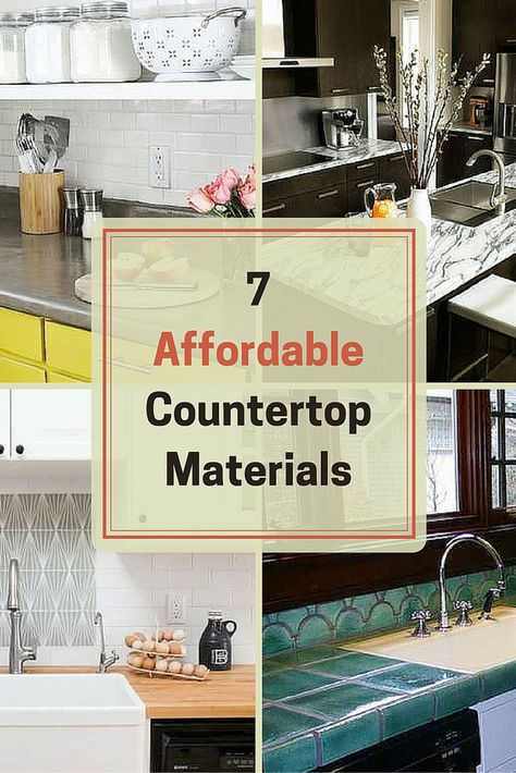 If granite or marble isn't in your kitchen reno budget, don't despair. There are plenty of affordable countertop materials to choose from. From tile, to concrete, to wood, you can still make a design impact on a budget. Replacing Kitchen Countertops, Kitchen Planning, Kitchen Remodel Countertops, Budget Kitchen Remodel, Kitchen Countertop Materials, Concrete Countertops Kitchen, Countertop Design, Concrete Kitchen, Kitchen Cabinet Remodel