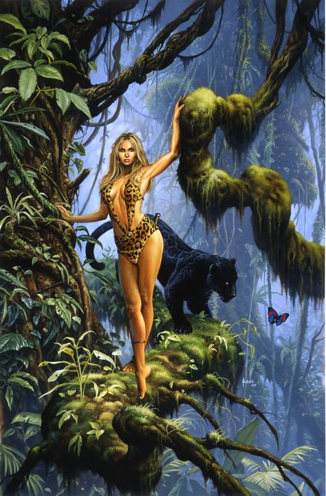 Joe Jusko, Jungle Queen, Frank Cho, Fantasy Figures, Jungle Art, In The Jungle, Art Et Illustration, Comic Book Artists, Tarzan