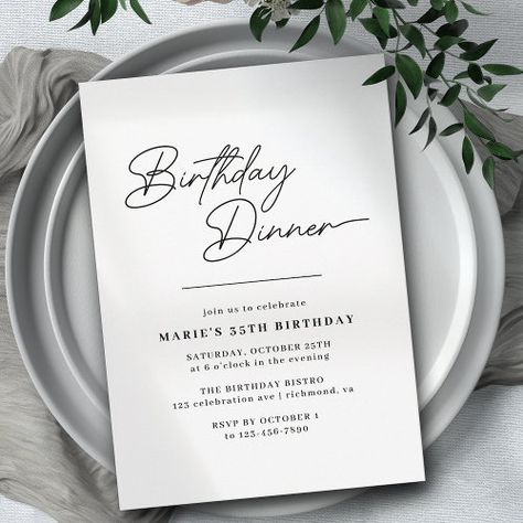 Black and White Typography Modern Birthday Dinner for $2.92 - Birthday Invitations Birthday Dinner Menu, Elegant Birthday Invitations, 73rd Birthday, Birthday Dinner Invitation, 92nd Birthday, 90th Birthday Invitations, Invitation Layout, Birthday Menu, Black And White Typography