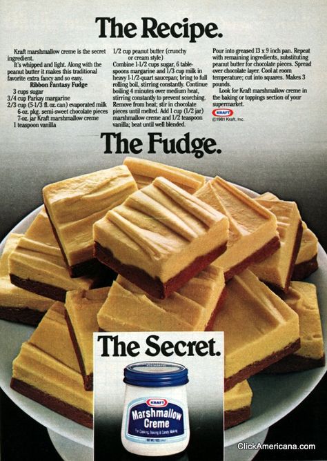 Fantasy Fudge Recipe, Kraft Peanut Butter, Fantasy Fudge, Peanut Butter Fudge Recipe, Marshmallow Creme, Fudge Recipe, Peanut Butter Fudge, Homemade Candies, Retro Recipes