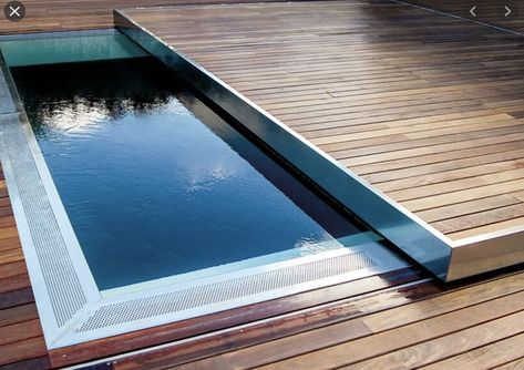 Sliding Deck Pool Cover, Deck Pool Cover, Whirlpool Deck, Swim Spa Deck, Swim Spa Landscaping, Inground Hot Tub, Spa Landscaping, Ideas De Piscina, Kleiner Pool Design