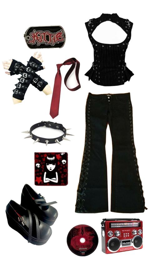 #numetal #mallgoth #outfit #emilythestrange Numetal Fashion, Mall Goth Dress, Mallgoth Outfits, Cybergoth Outfits, Groovy Fits, Mall Goth Outfits, Avada Kedavra, Georgia Style, Goth Outfit Ideas