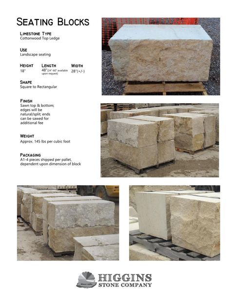 Limestone Seating Blocks Limestone Blocks Landscaping, Limestone Block House, Stone Block Table, Limestone Raised Garden Bed, Limestone Bench, Hill Landscaping, Limestone Block, Lime Stone, Limestone Quarry