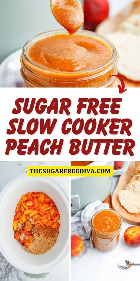 Sugar Free Peach Jam Recipe, Peach Jelly Recipe Canning, Sugar Free Freezer Jam, Sugar Free Syrup Recipe, Sugar Free Jam Recipes, Peach Jam Recipe, Sugar Free Fruits, Peach Butter, Sugar Free Jam