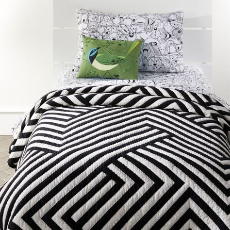 Shop Black and White Geometric Twin Quilt.  Prepare to be ahmazed.  This quilt features an intricate black and white geometric pattern that's easy to coordinate. Modern Superhero Bedding, Black And White Dot Bedding, Black And White Kid Bedding, Twin Panda Bedding, Modern Baby Quilts Bed Bath & Beyond, Geometric Bedding, Black And White Quilts, Kids Bedding Sets, Geometric Quilt